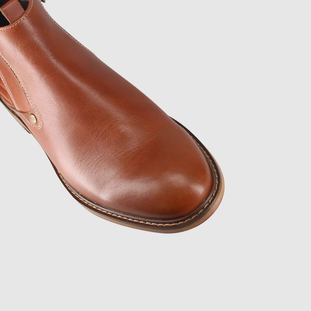 Calvin Zip Up Boots Tan Slip   Resistant Lug