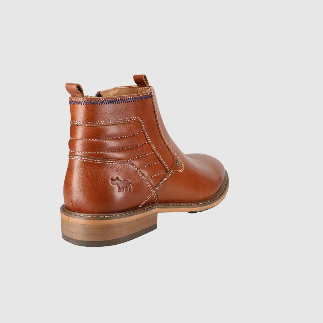 Calvin Zip Up Boots Tan PU Clean Lines