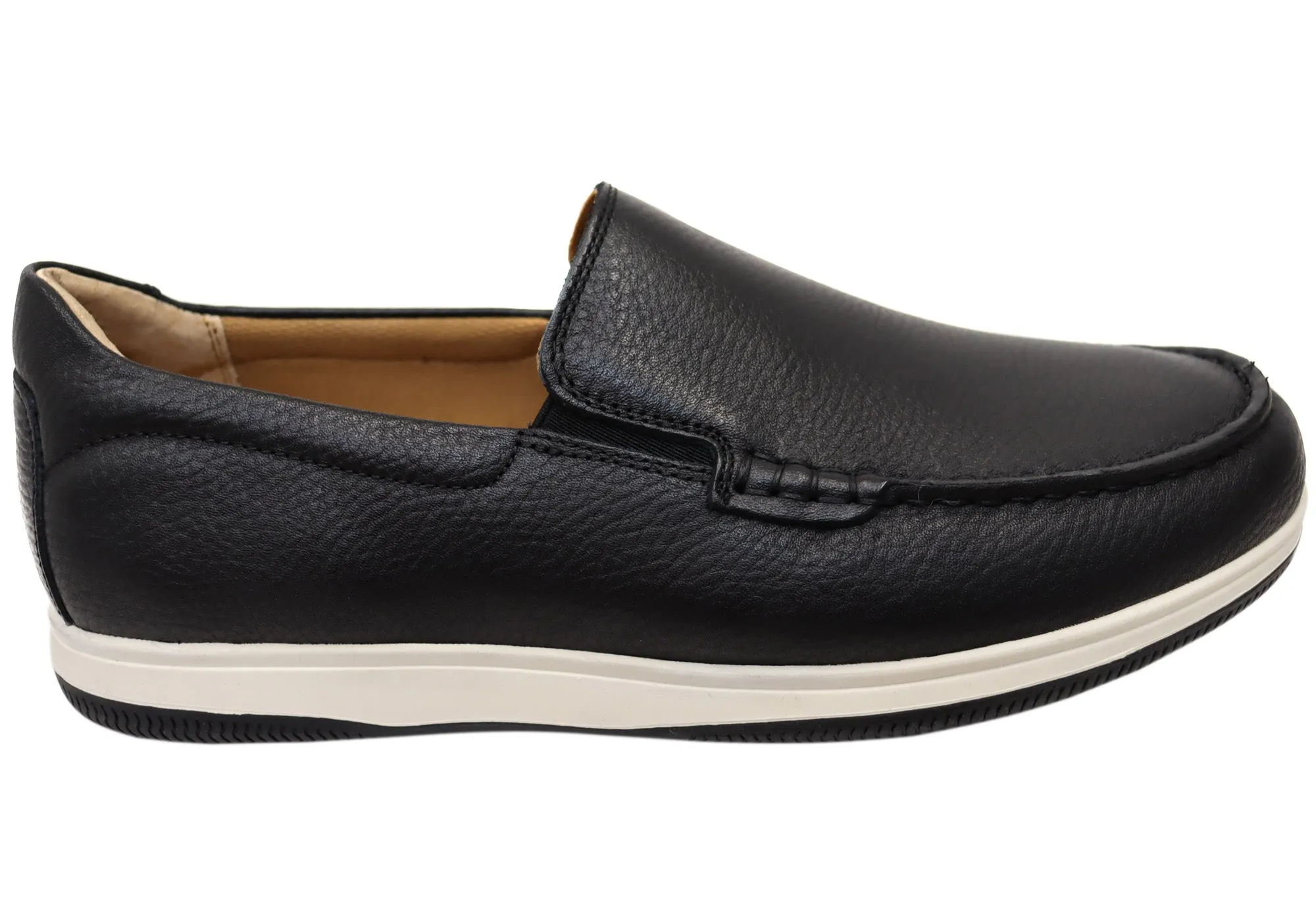 Hush Puppies David Mens Extra Wide Width Leather Comfortable Slip On Shoes Mood Lift Heat Step