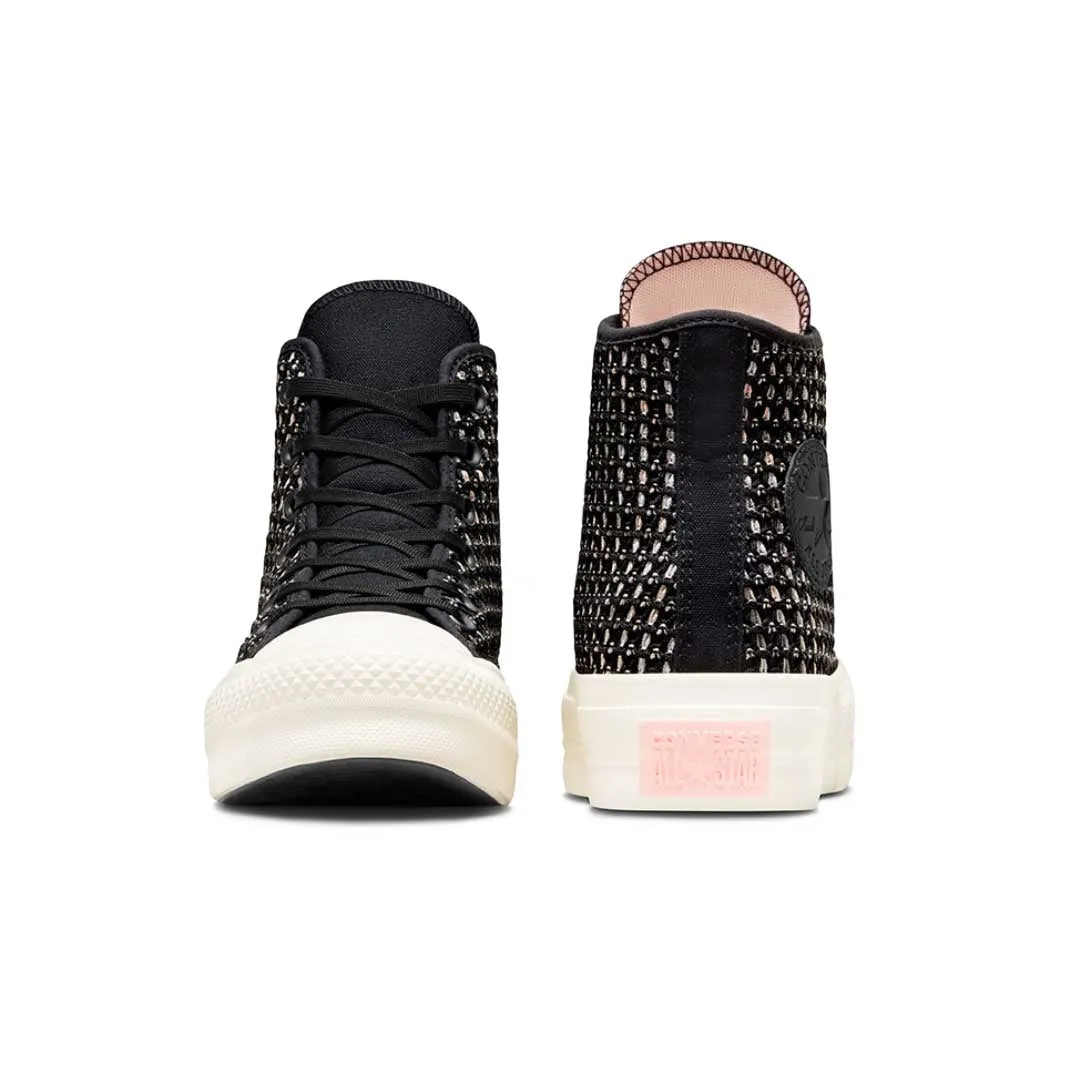 Fire Red Quality Converse - Women's Chuck Taylor All Star Lift Platform Crochet High Top Shoes (A09829C)