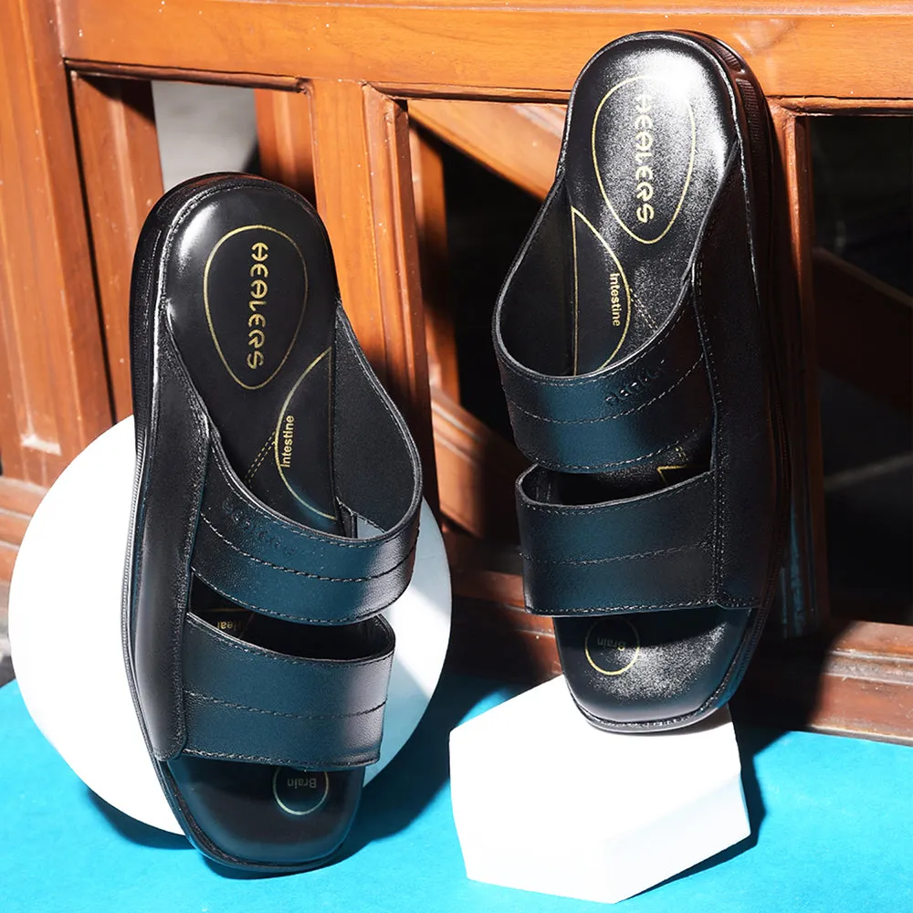 Healers By Liberty 2050-905 Casual Slippers For Men - Black Polished Look