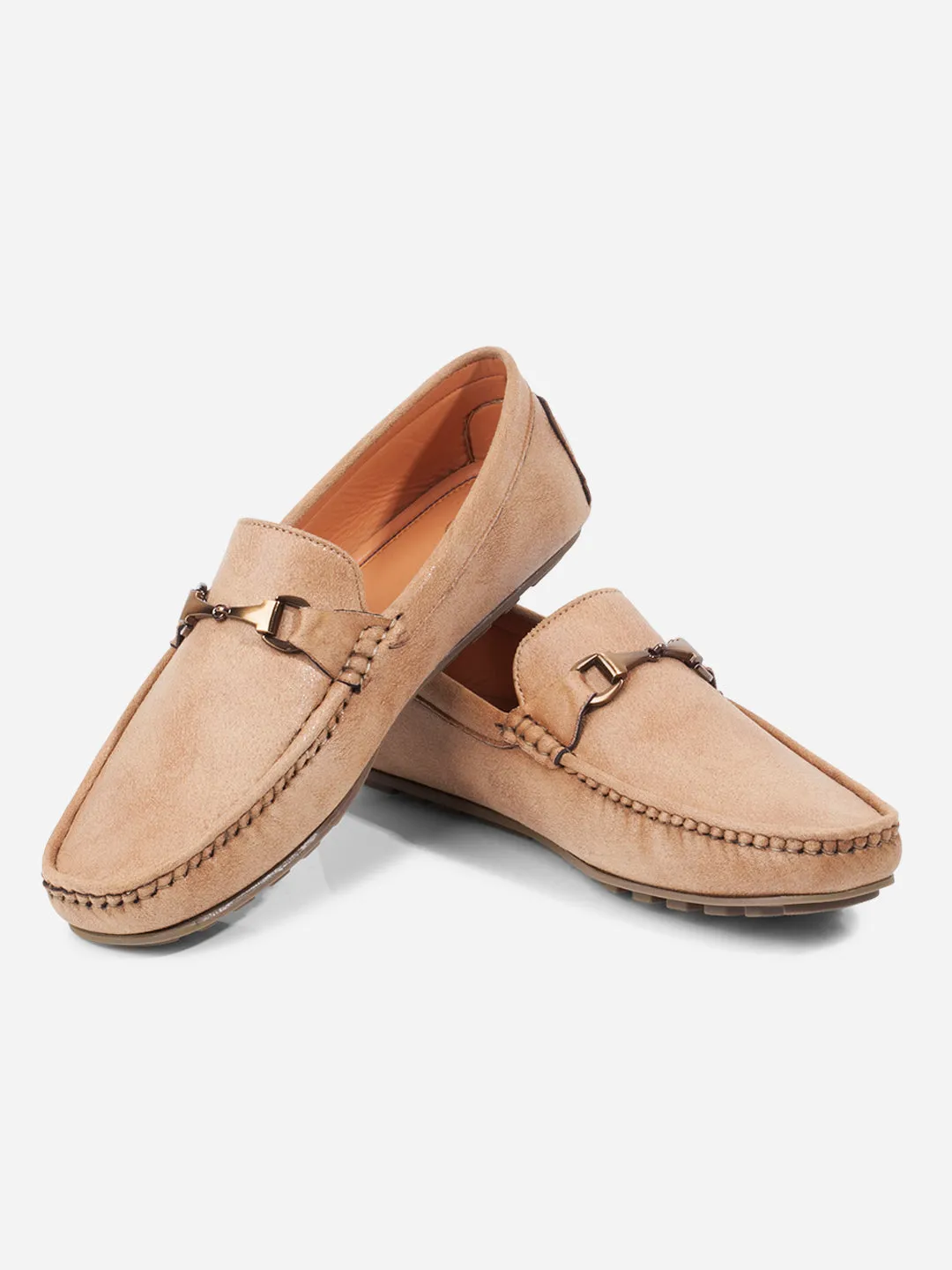 Men's Beige Moc Toe Buckle Loafer (IX4115) King Strong Memory Foam Standing All