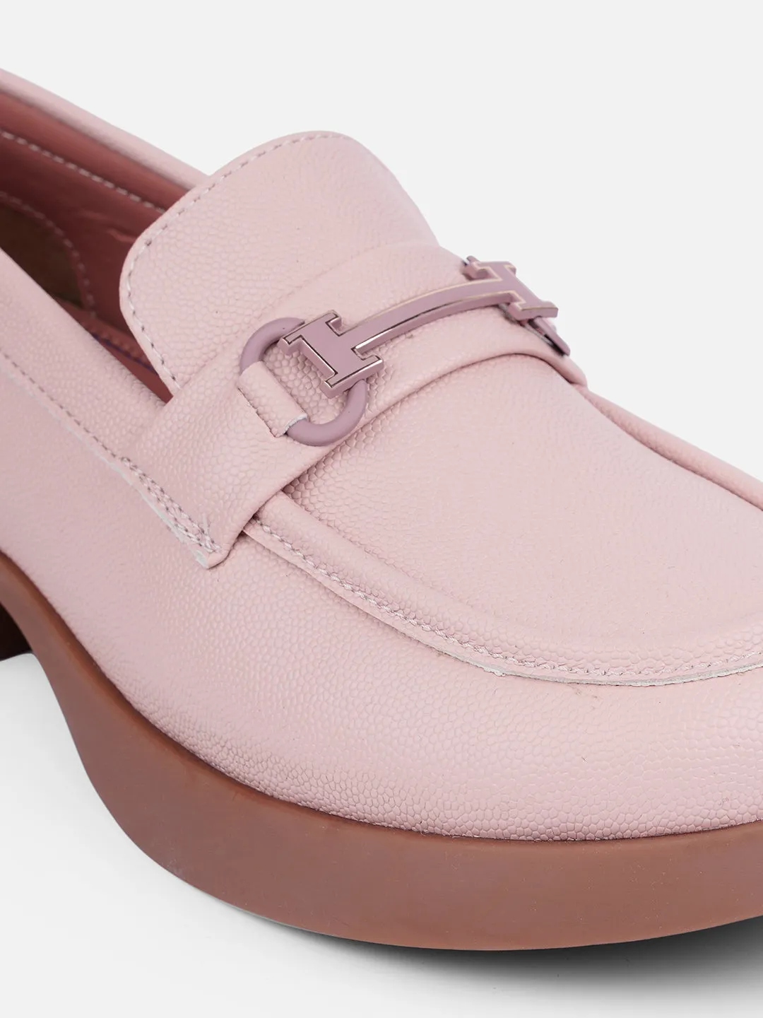Women's Pink Block Heel Slip On (IU2004) Easy Wear