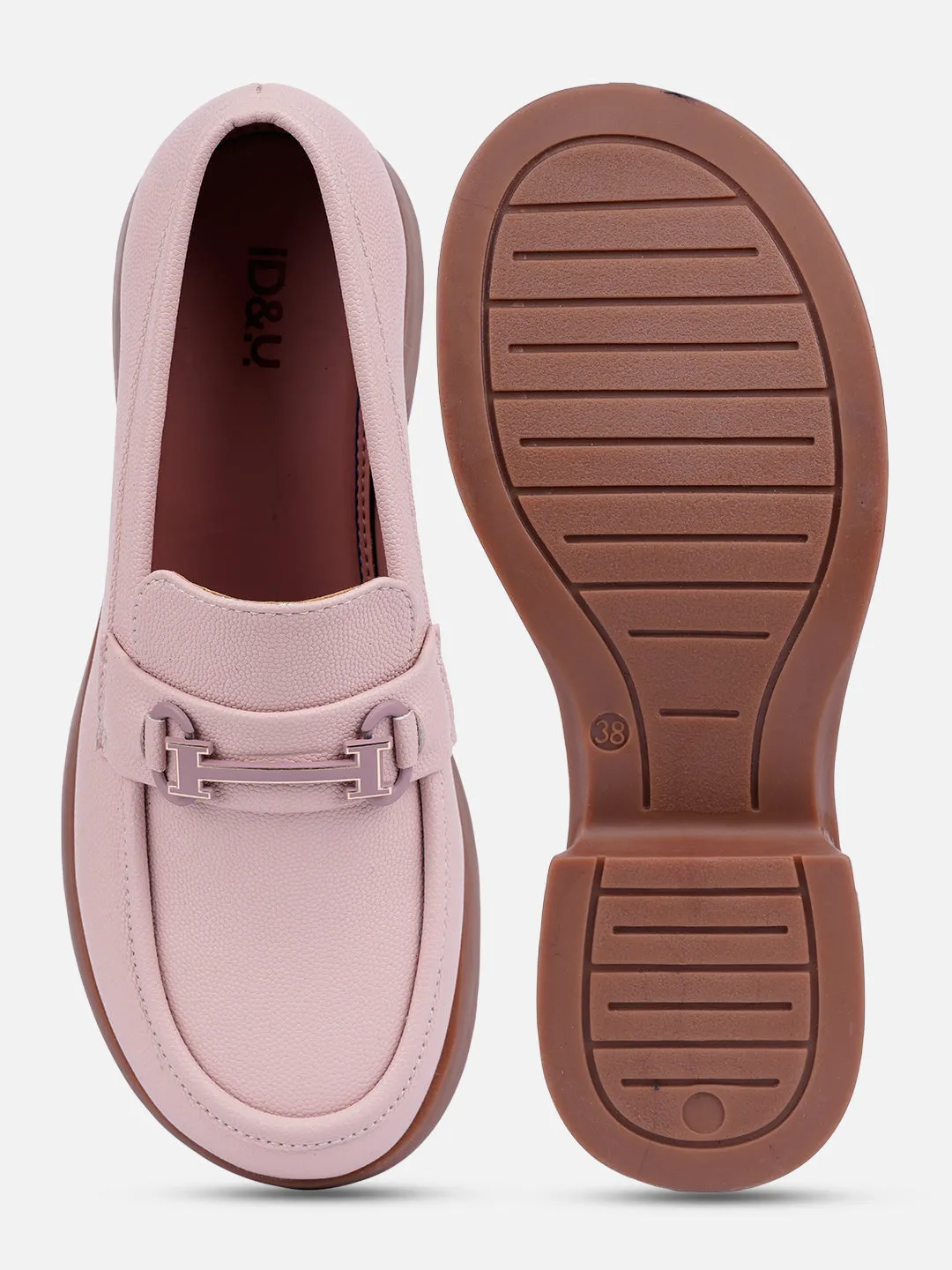 Women's Pink Block Heel Slip On (IU2004) Walk Ready