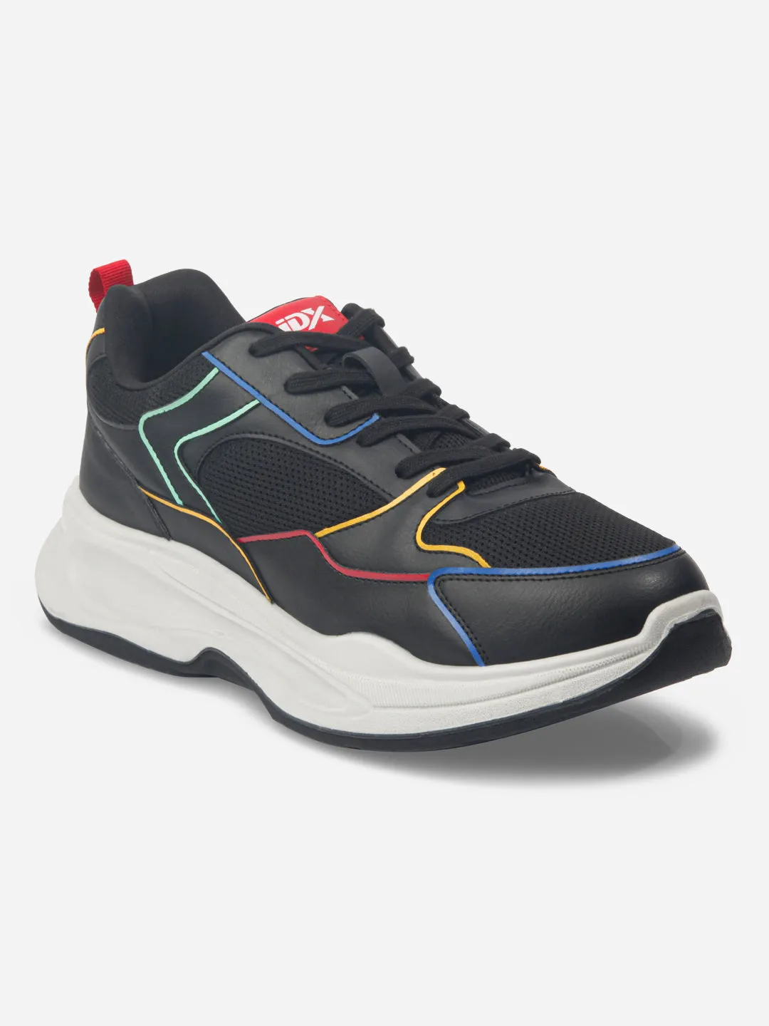 Men's Black Spectrum Lace Up Sneakers (IX1066) portable Anti Slip Groove Pattern