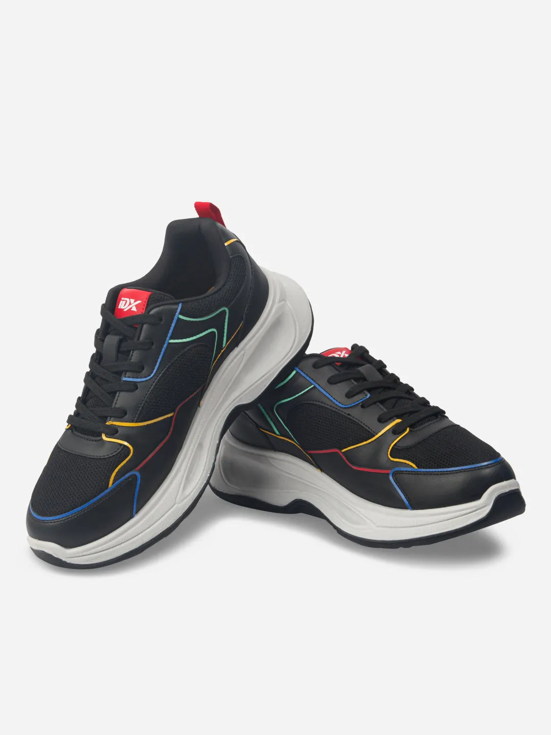 Elasticated Long Lasting Men's Black Spectrum Lace Up Sneakers (IX1066)