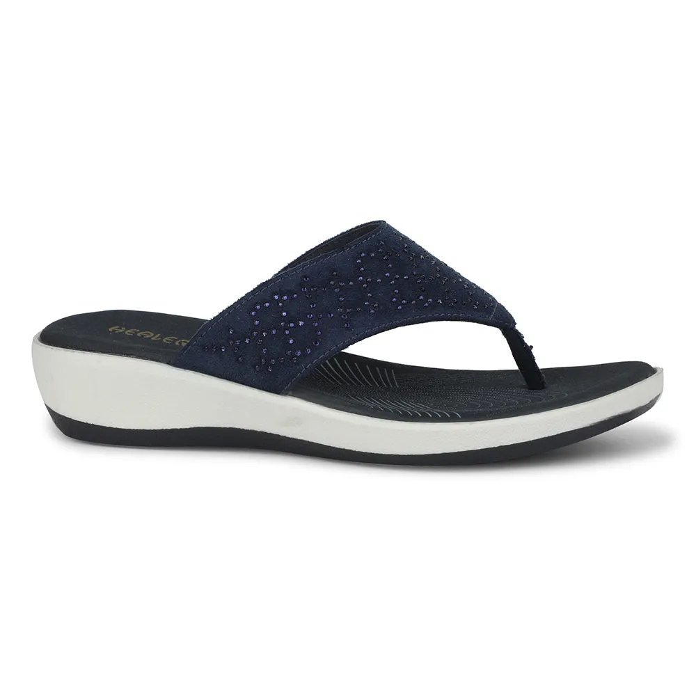 Padded Tongue Healers Navy Blue Casual Slipper For Women JFL-54 By Liberty