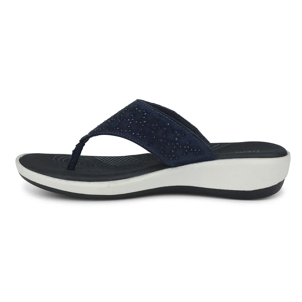 Healers Navy Blue Casual Slipper For Women JFL-54 By Liberty Hot Pick Fitness