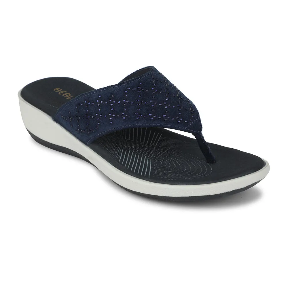 Grip Strong Rock Path Healers Navy Blue Casual Slipper For Women JFL-54 By Liberty