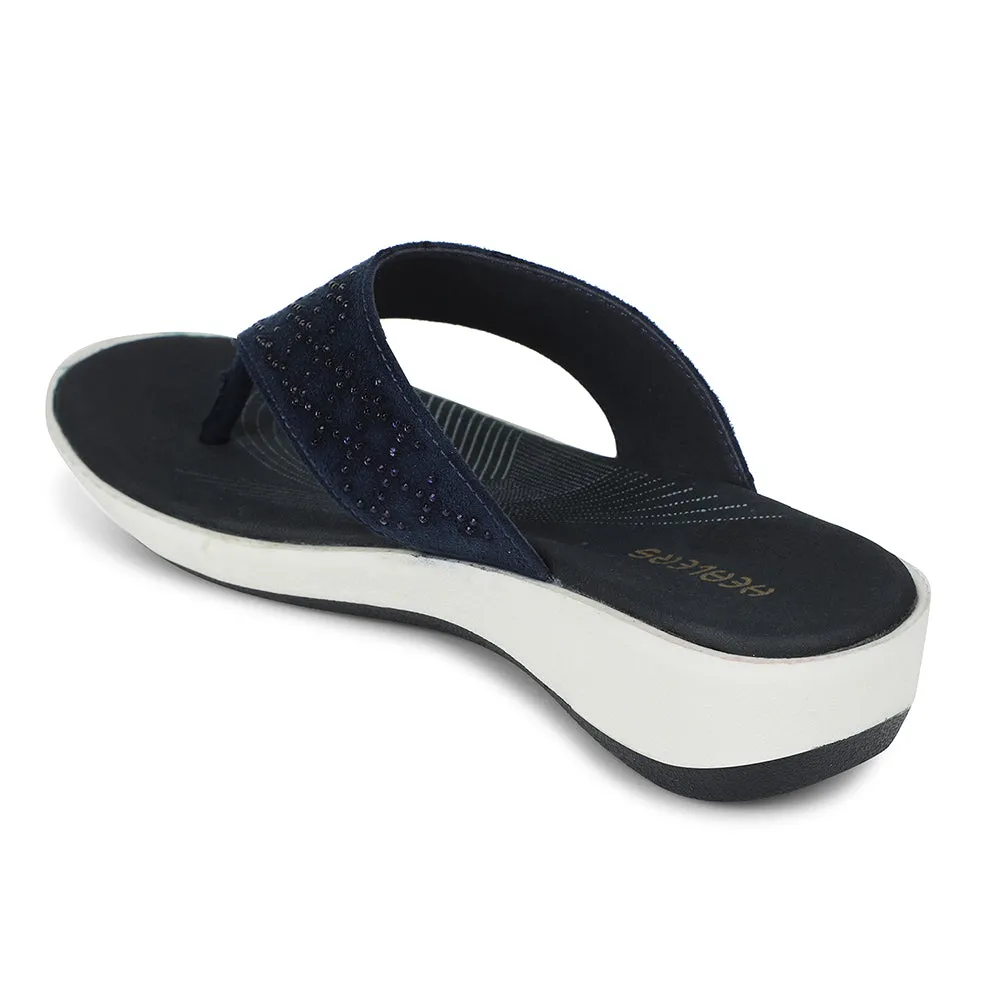 Healers Navy Blue Casual Slipper For Women JFL-54 By Liberty Season Ease Shock Guard