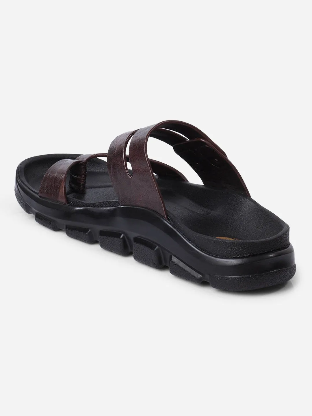 Men's Brown Strap Sandals (ID4273) Matte Edge Secure