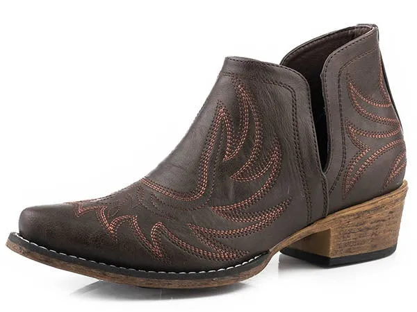 Premium Support Toe Protection Roper Brown Leather Ladies' Shortie Boot