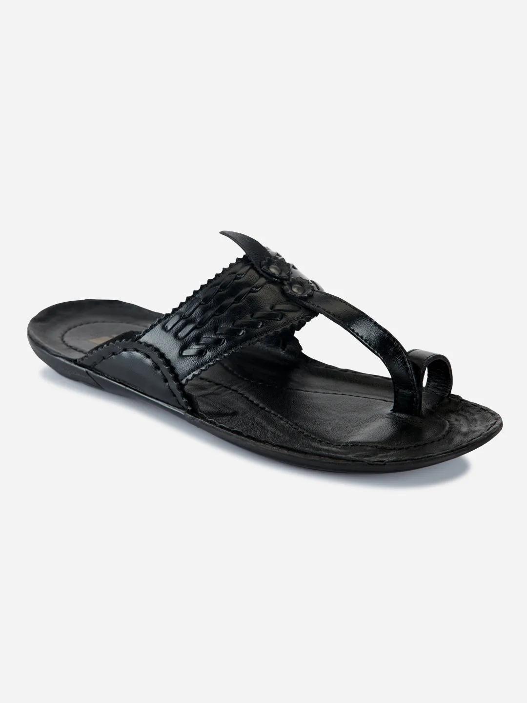 Men's Black Kolapuri Style Ethnic Slipper (ID4068) Mom Fit Dry Fast