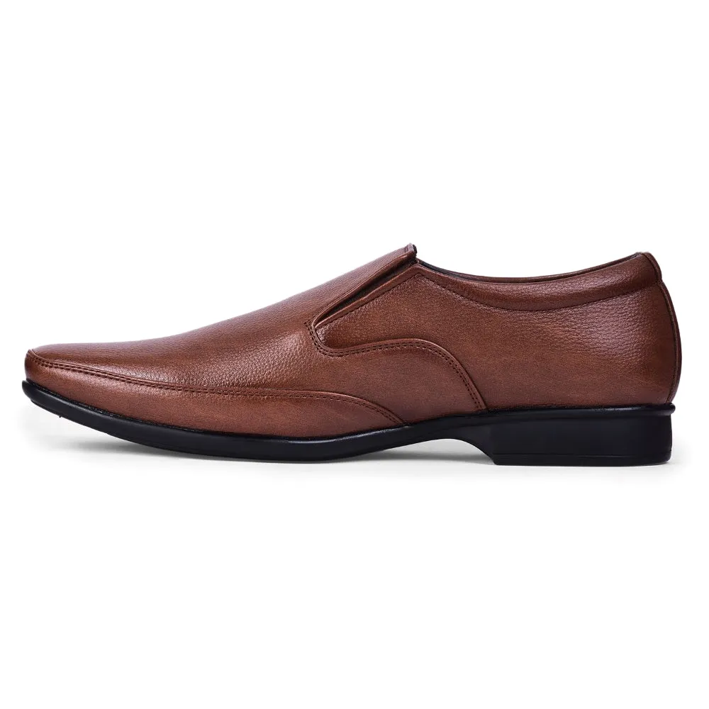Fortune Tan Formal Non Lacing Shoes For Men HOL-132E By Liberty fine cut Mid Heel