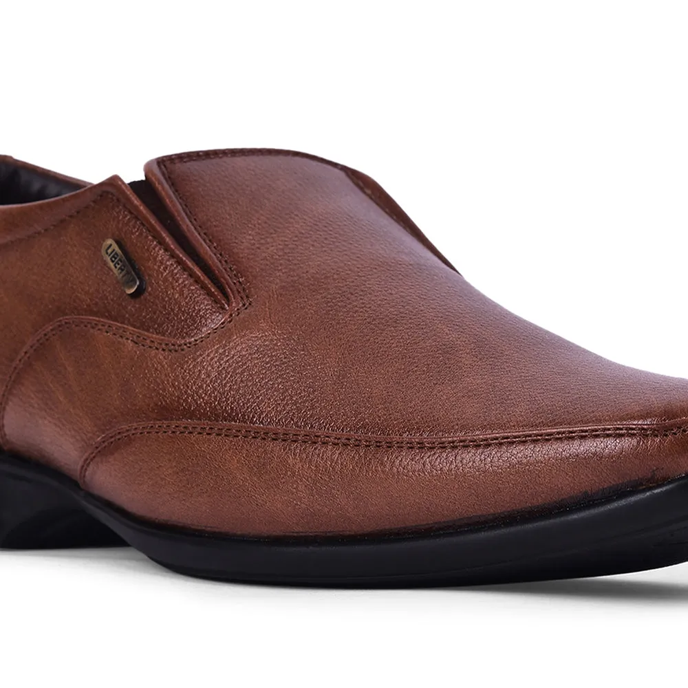 Fortune Tan Formal Non Lacing Shoes For Men HOL-132E By Liberty Glossy Finish Fashion Essential