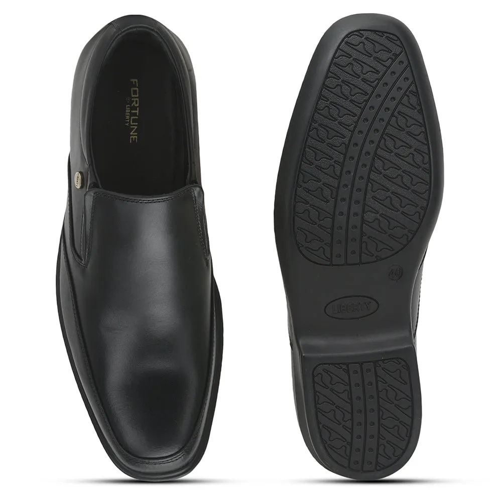 Fortune Formal Non Lacing Shoes For Men (Black) LUCIO-503 By Liberty Gloss Touch