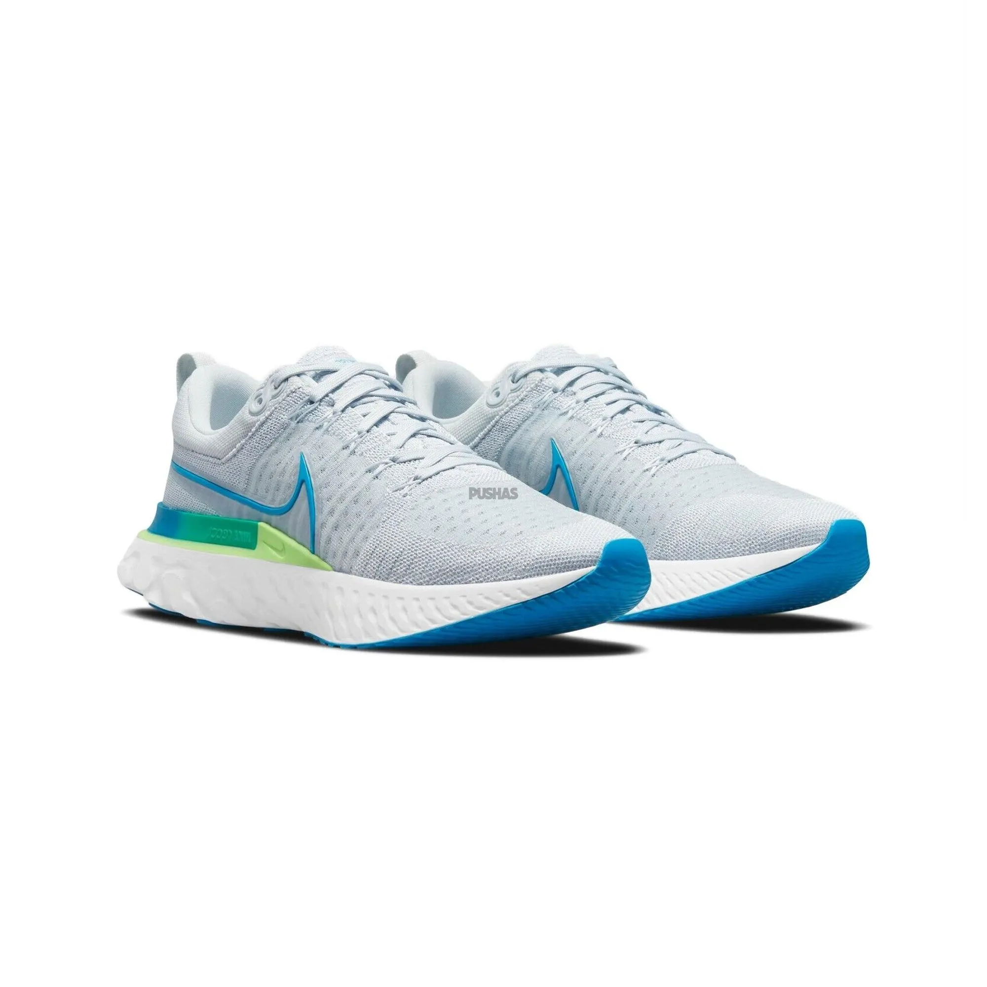 Deep Shade Vital Step Nike React Infinity Run Flyknit 2 'Pure Platinum Emerald Laser Blue' (2021)