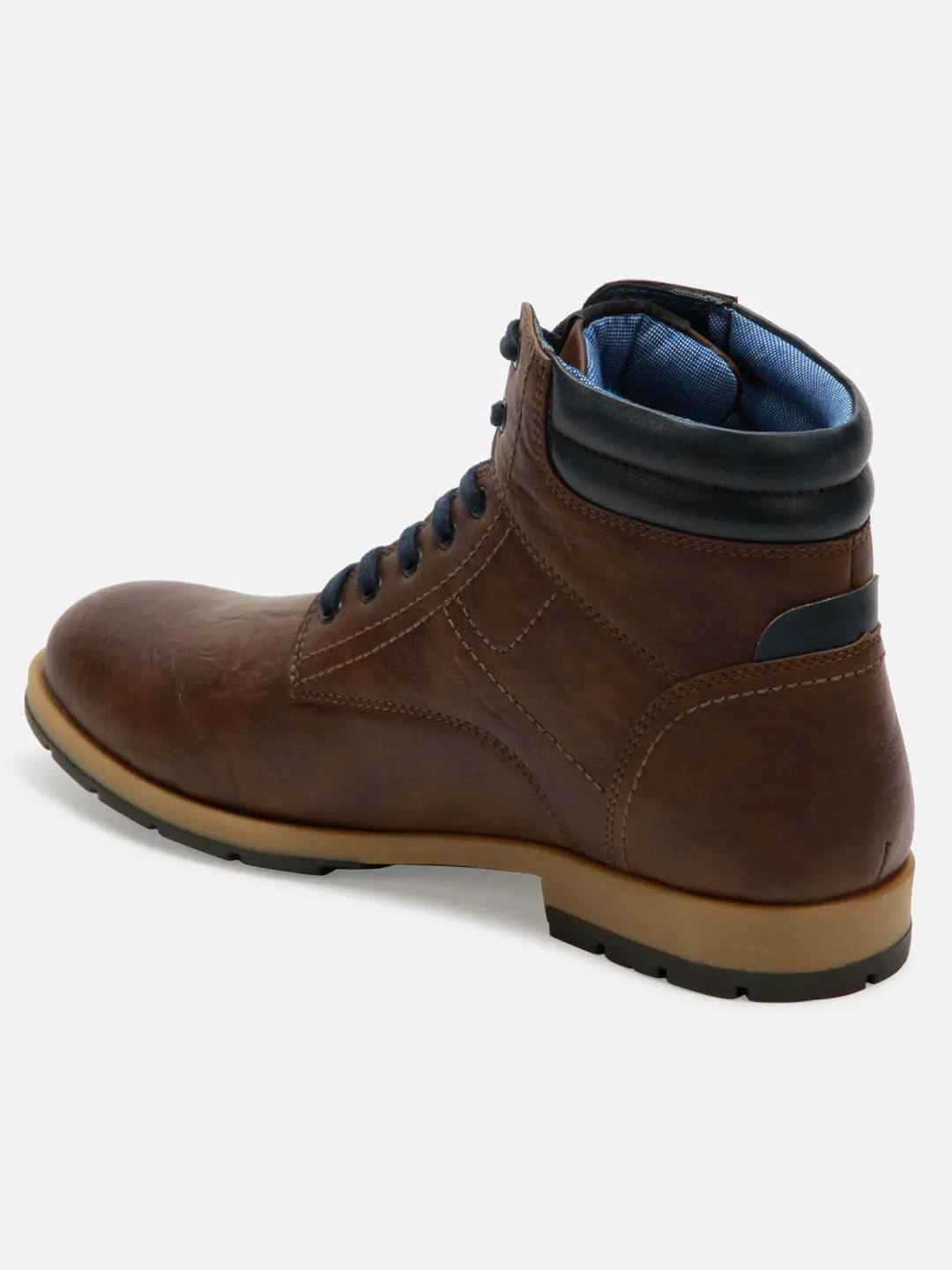 Peak Mode Men's Brown Round Toe High Top Boot (IX1022)