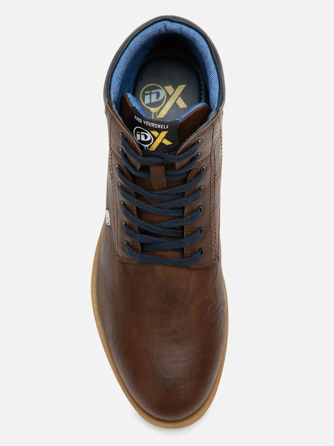 Men's Brown Round Toe High Top Boot (IX1022) Sweat Resistant Gym Workout