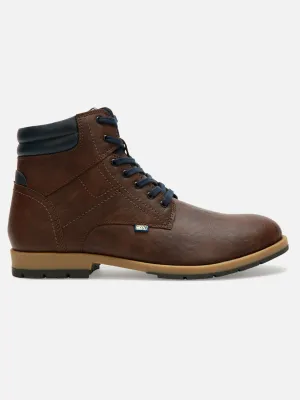 Men's Brown Round Toe High Top Boot (IX1022) Street Cool