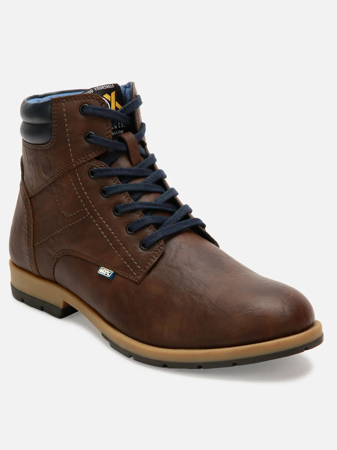 Men's Brown Round Toe High Top Boot (IX1022) Garden Mood