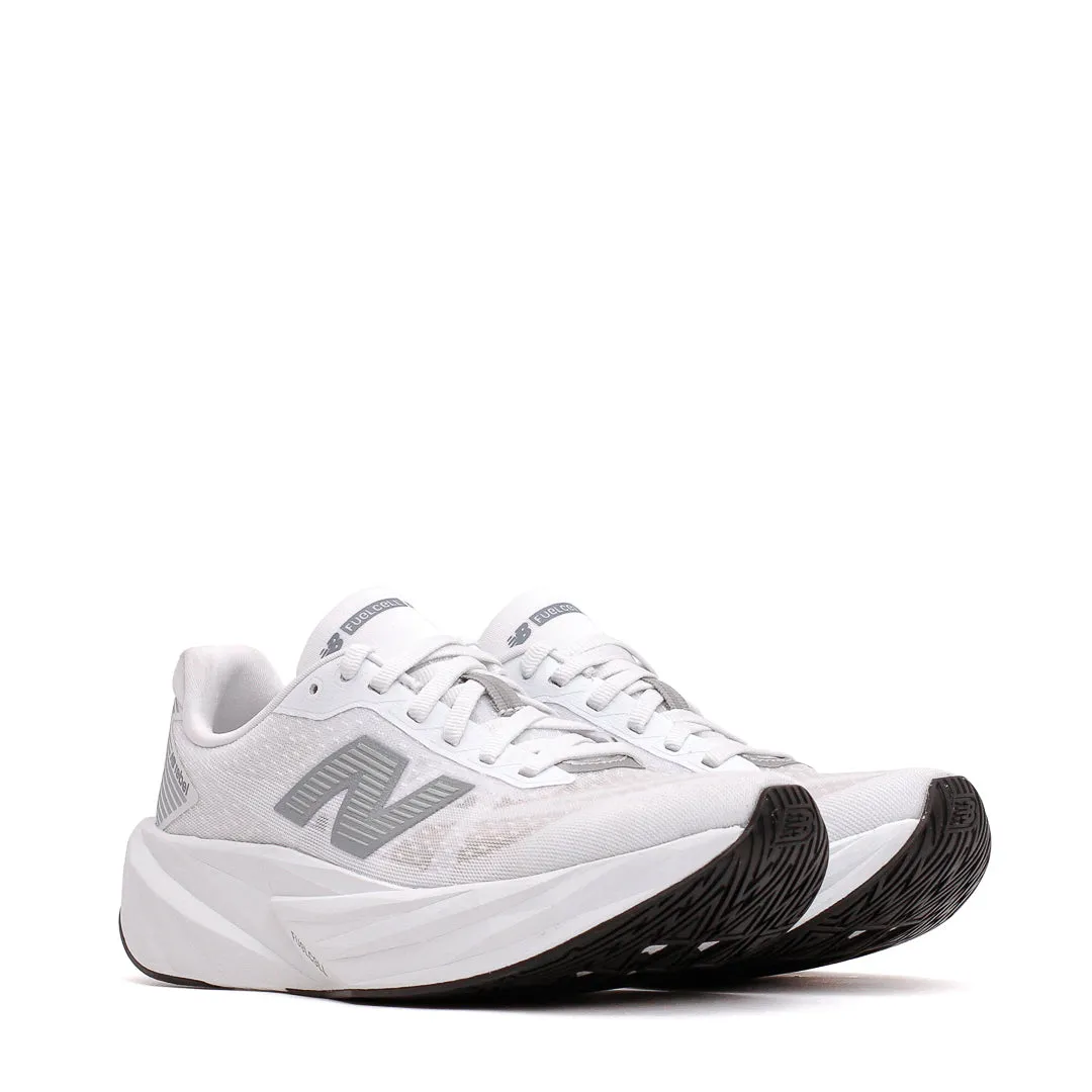 Shock Resistant Durable Material New Balance Women FuelCell Rebel v5 White Silver WFCXLM5