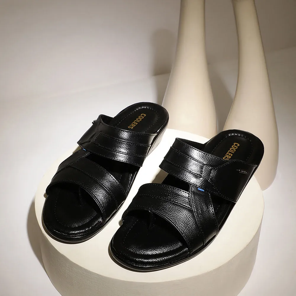 Coolers Casual (Black) Slippers For Men 7153-601 By Liberty quick dry