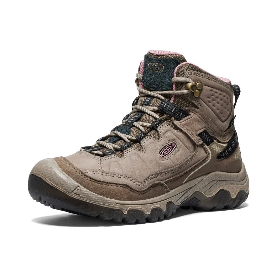 Women's Targhee IV Wide Waterproof Hiking Boot  |  Brindle/Nostalgia Rose No-Hassle Fit