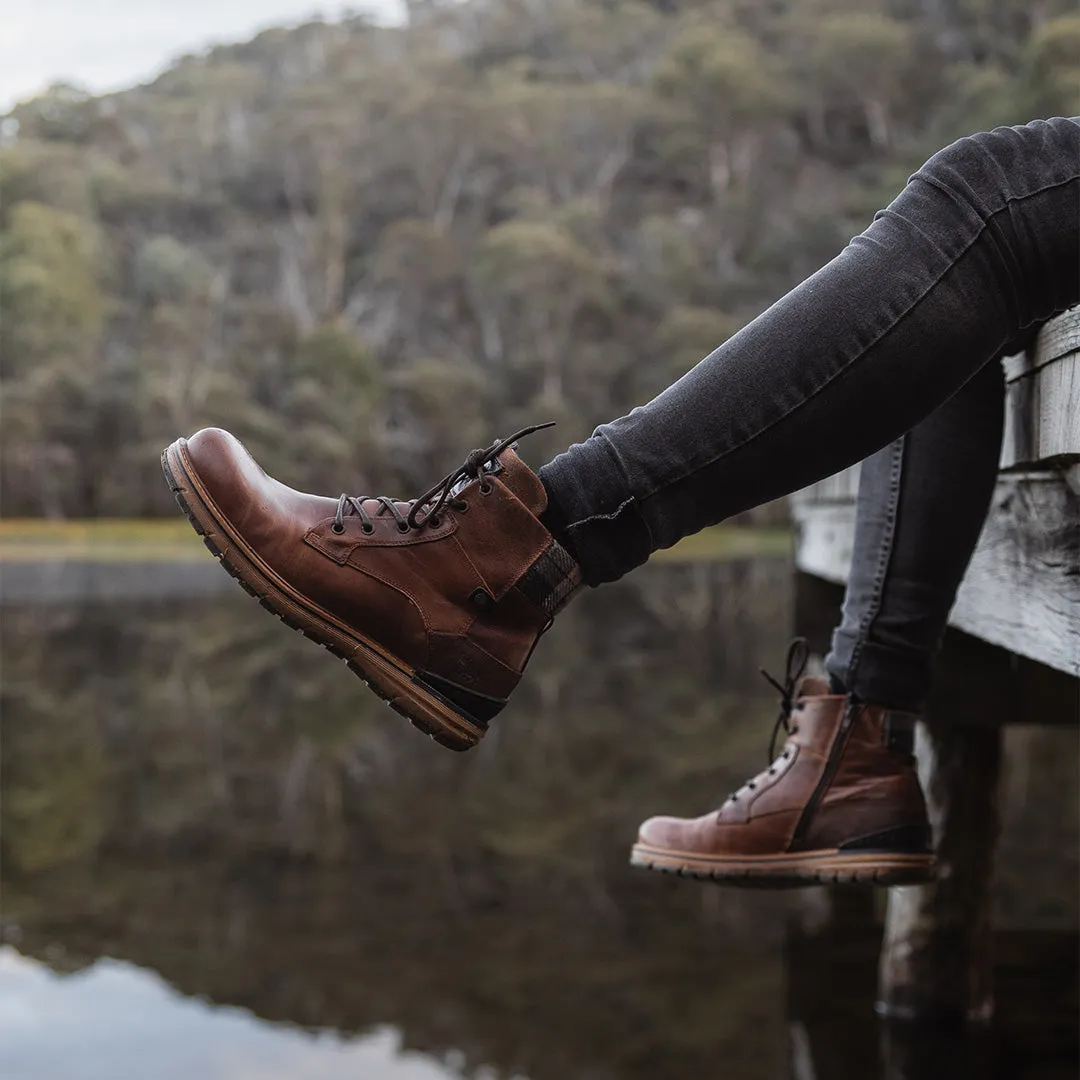 Alpine Lace Up Boots Tan Everyday Style Side Zip