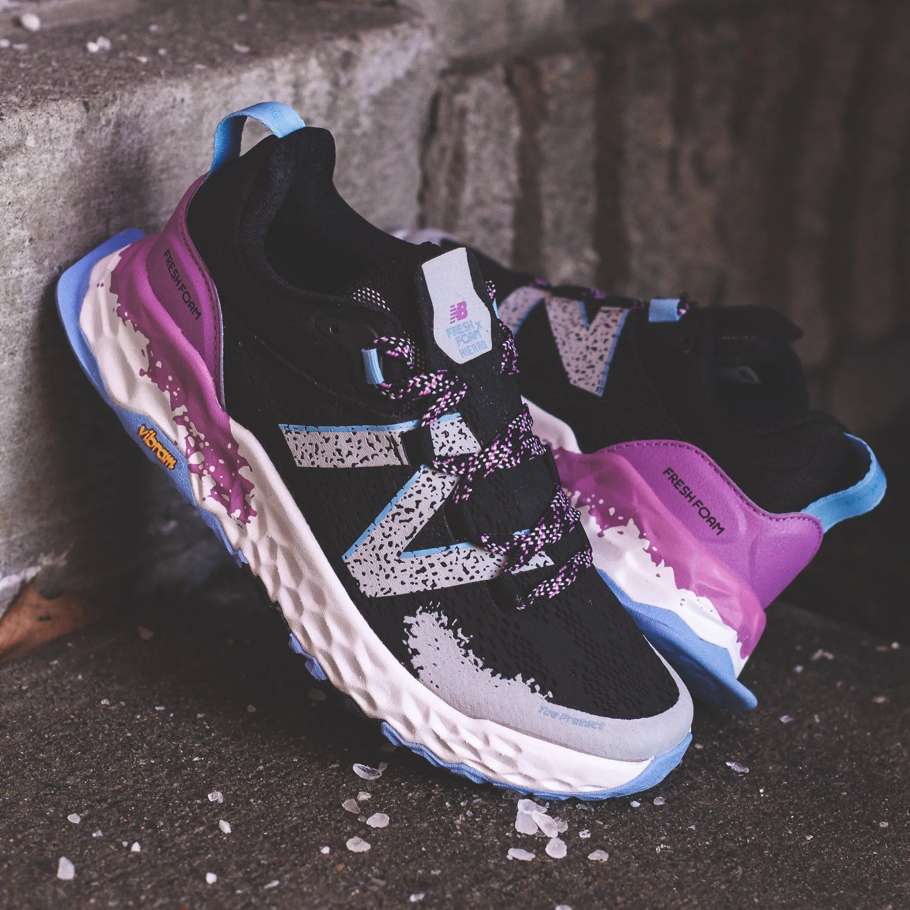 New Balance Hierro v5 Fresh Foam Black Purple Women WTHIERP5 Bold Neon