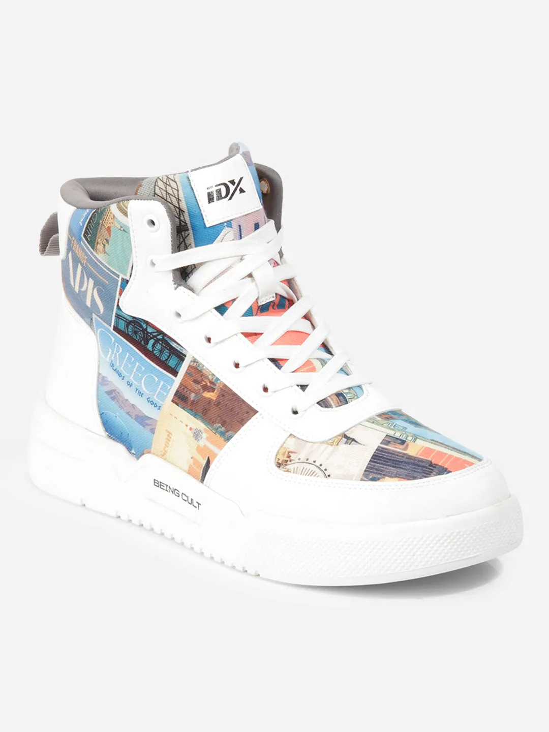 Men's White Graphic Print  Sneakers IX6018 Loafers style