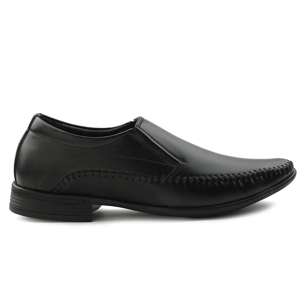 Fortune Black Formal Non Lacing Moccasin Shoes For Men HML-18E By Liberty Patent Gloss Closed Toe