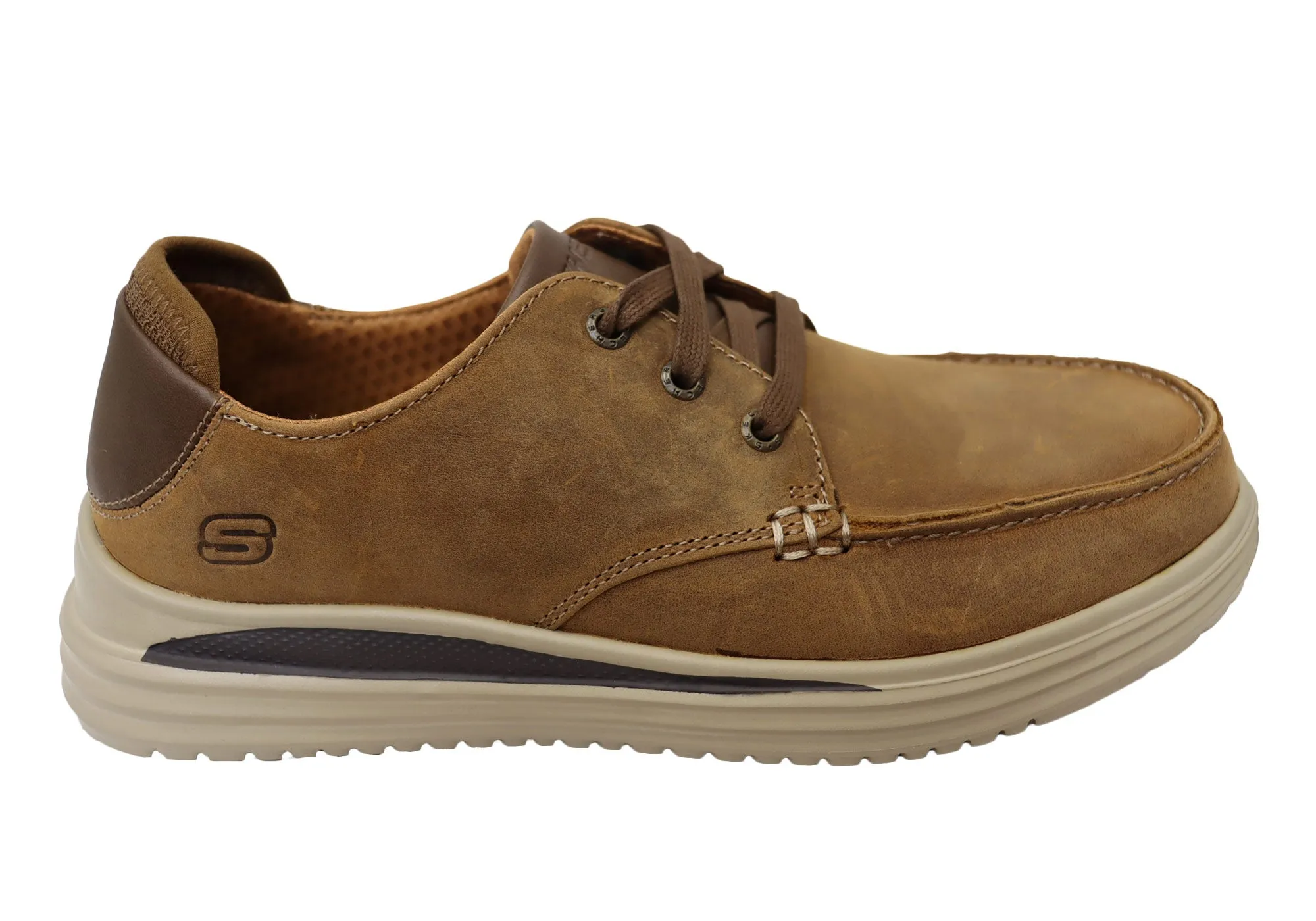 Light frame Yellow Sun Skechers Mens Proven Valargo Comfortable Leather Lace Up Shoes