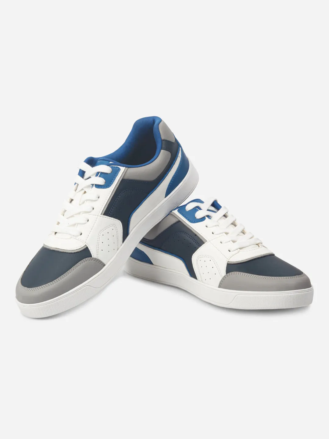 Men's Navy White Lace Up Fashion Sneakers (IX6013) sports shoes