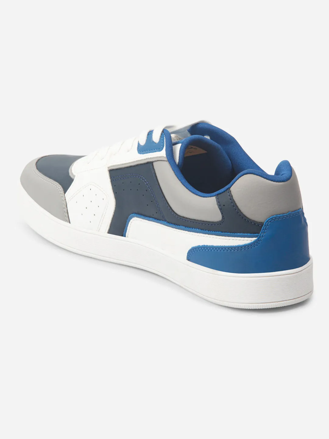 Water Resistant Weave Men's Navy White Lace Up Fashion Sneakers (IX6013)