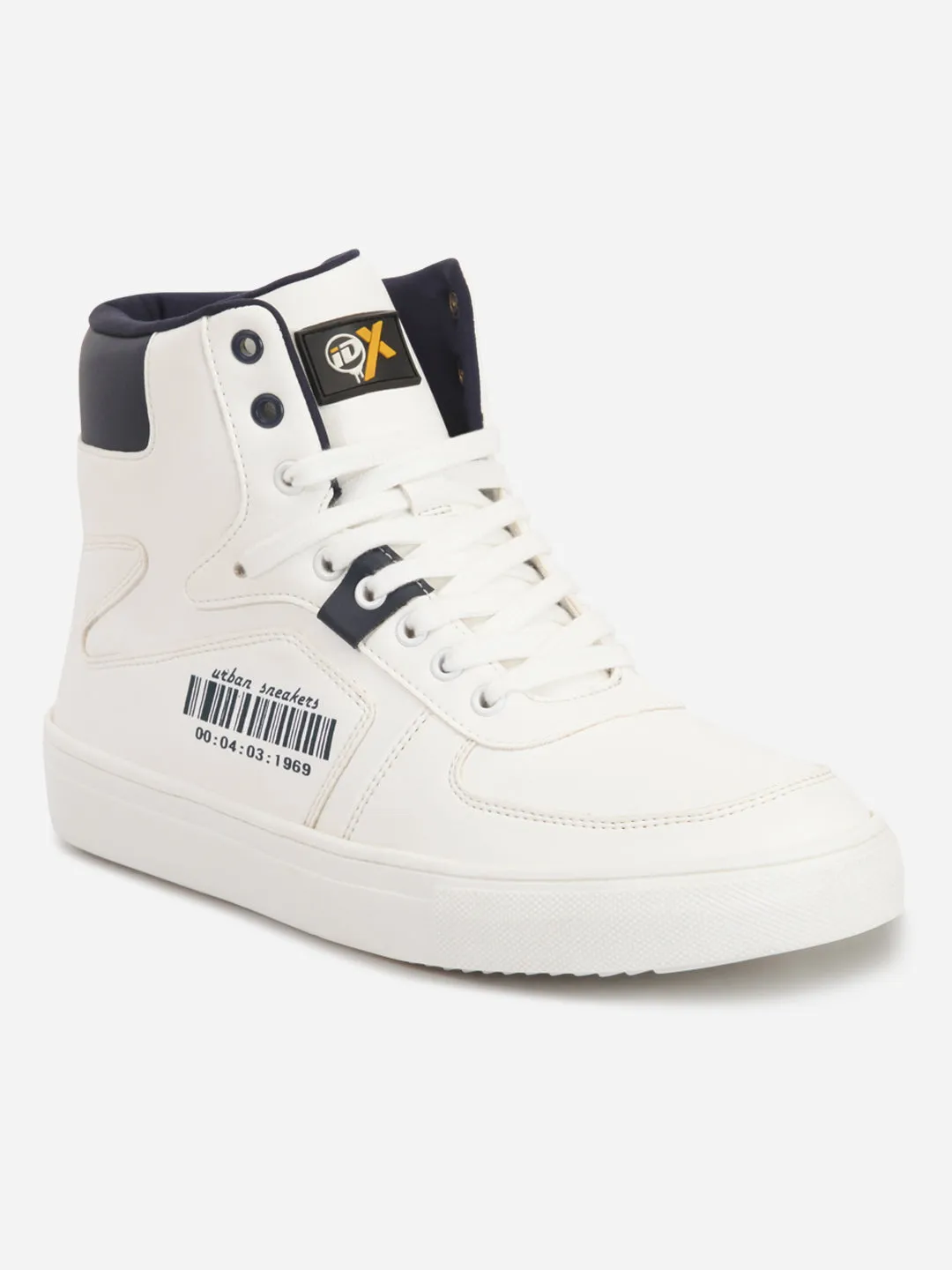 Men's White Ankle Top Active Graphic Sneaker (IX1063) Casual Appeal