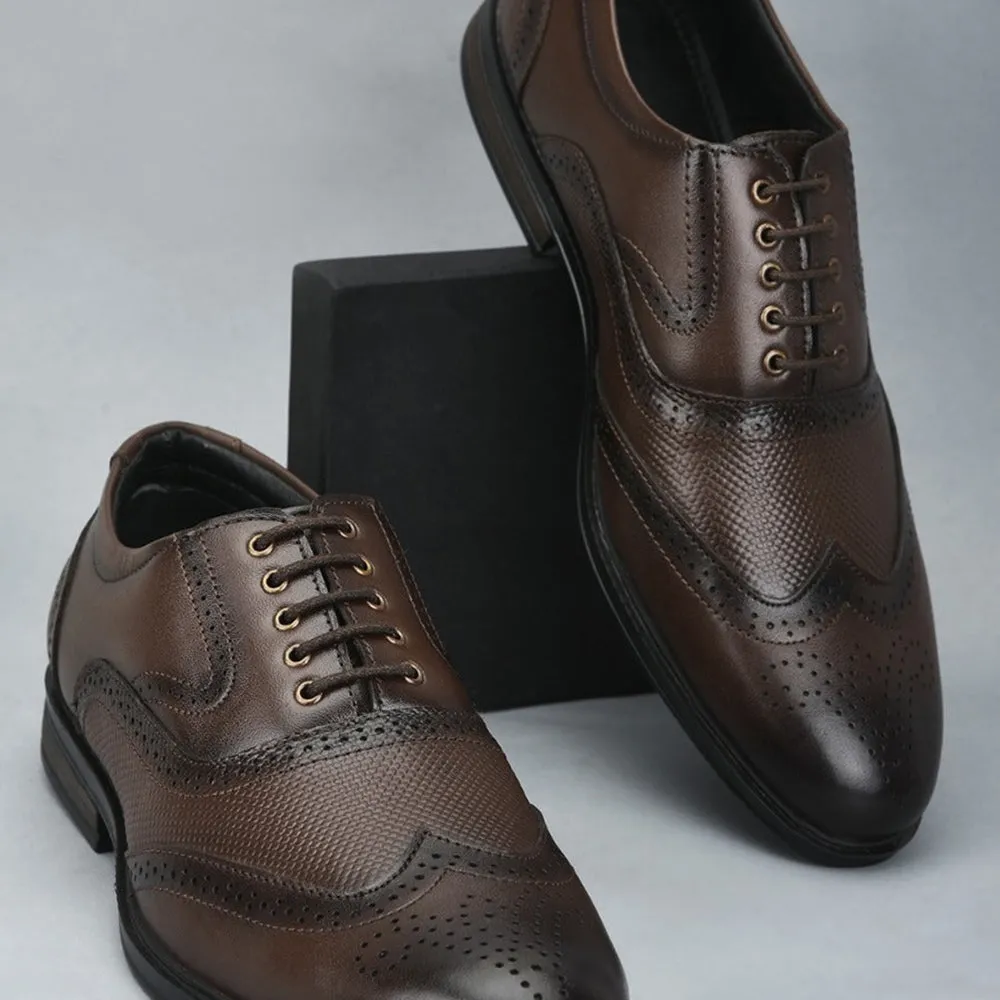 Fortune Formal Brown Lacing Brogue Shoes For Men HOL-125E By Liberty Calfskin Upper Nordic Shade