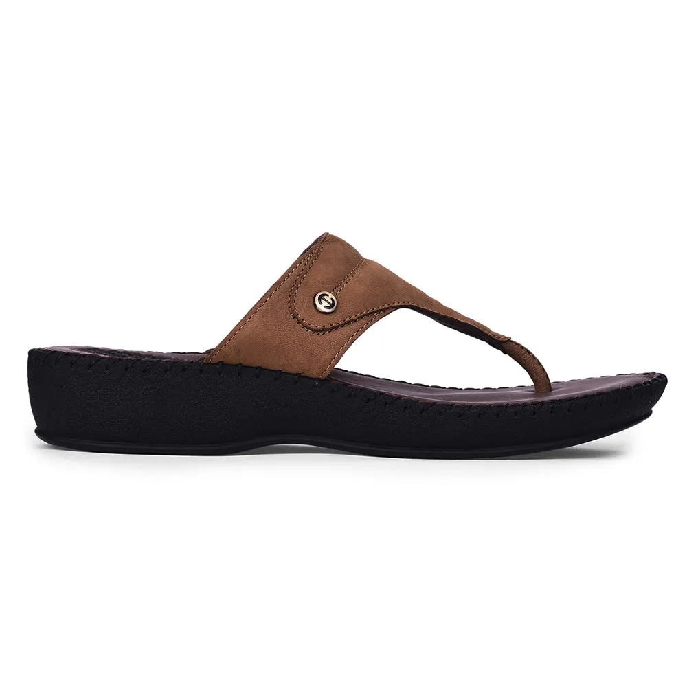 Durable outsole Healers Casual Tan Slippers For Women J332-11 By Liberty