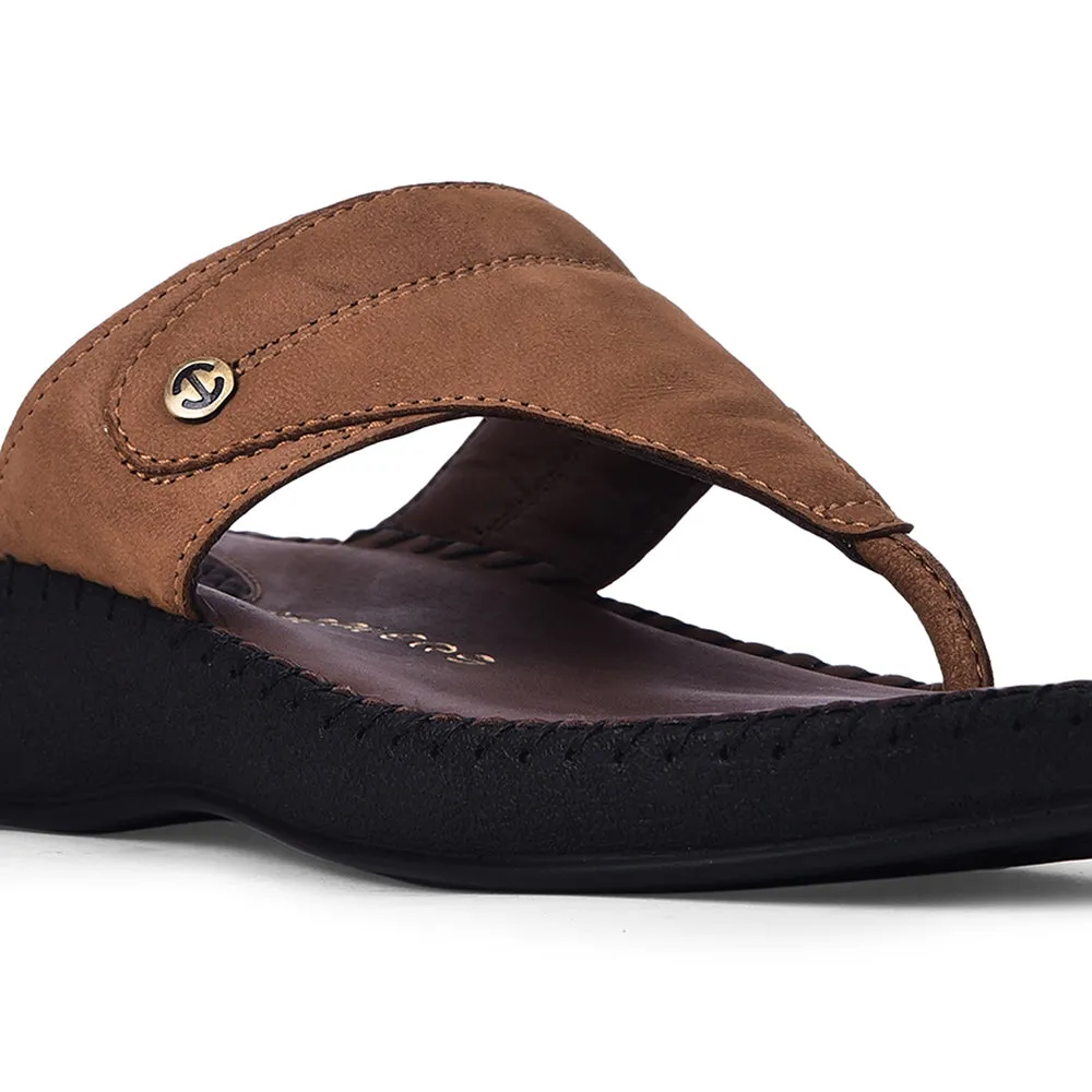 Smart Fit Healers Casual Tan Slippers For Women J332-11 By Liberty