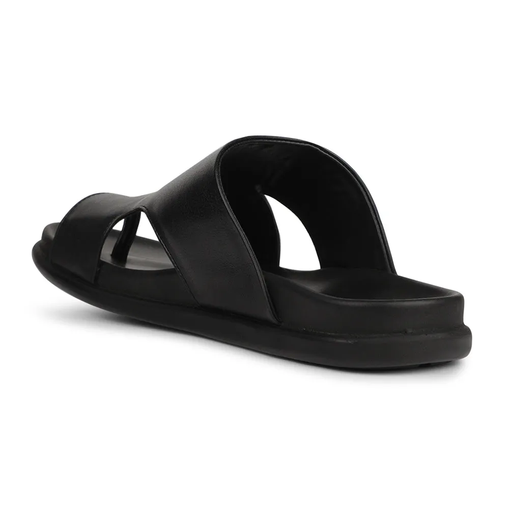 Healers Black Casual Slipper For Men LEEKS-10 By Liberty Patent Shine Camera Fit
