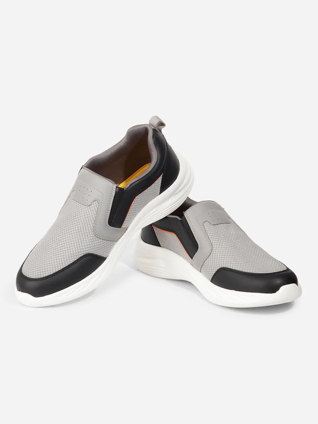 Agile Walk Men's Grey Black Slip On Sneakers IX7130