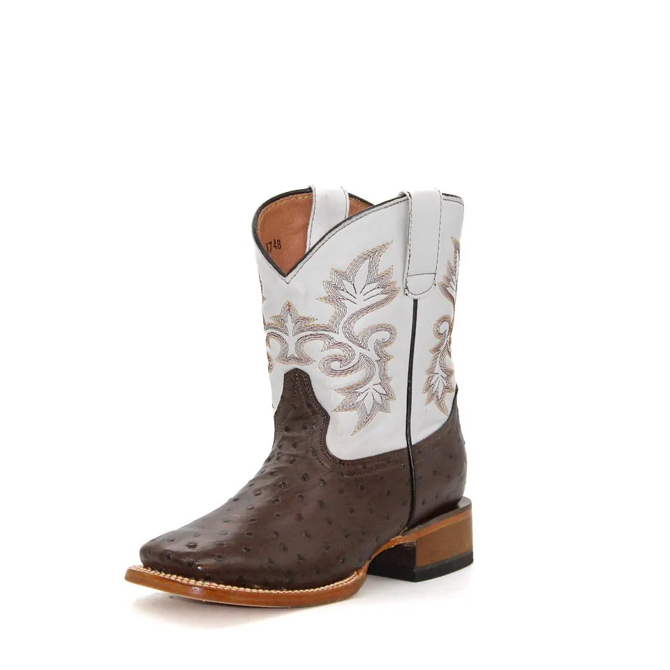 Tanner Mark Chocolate Ostrich Print Children's Boot Quick Drying
