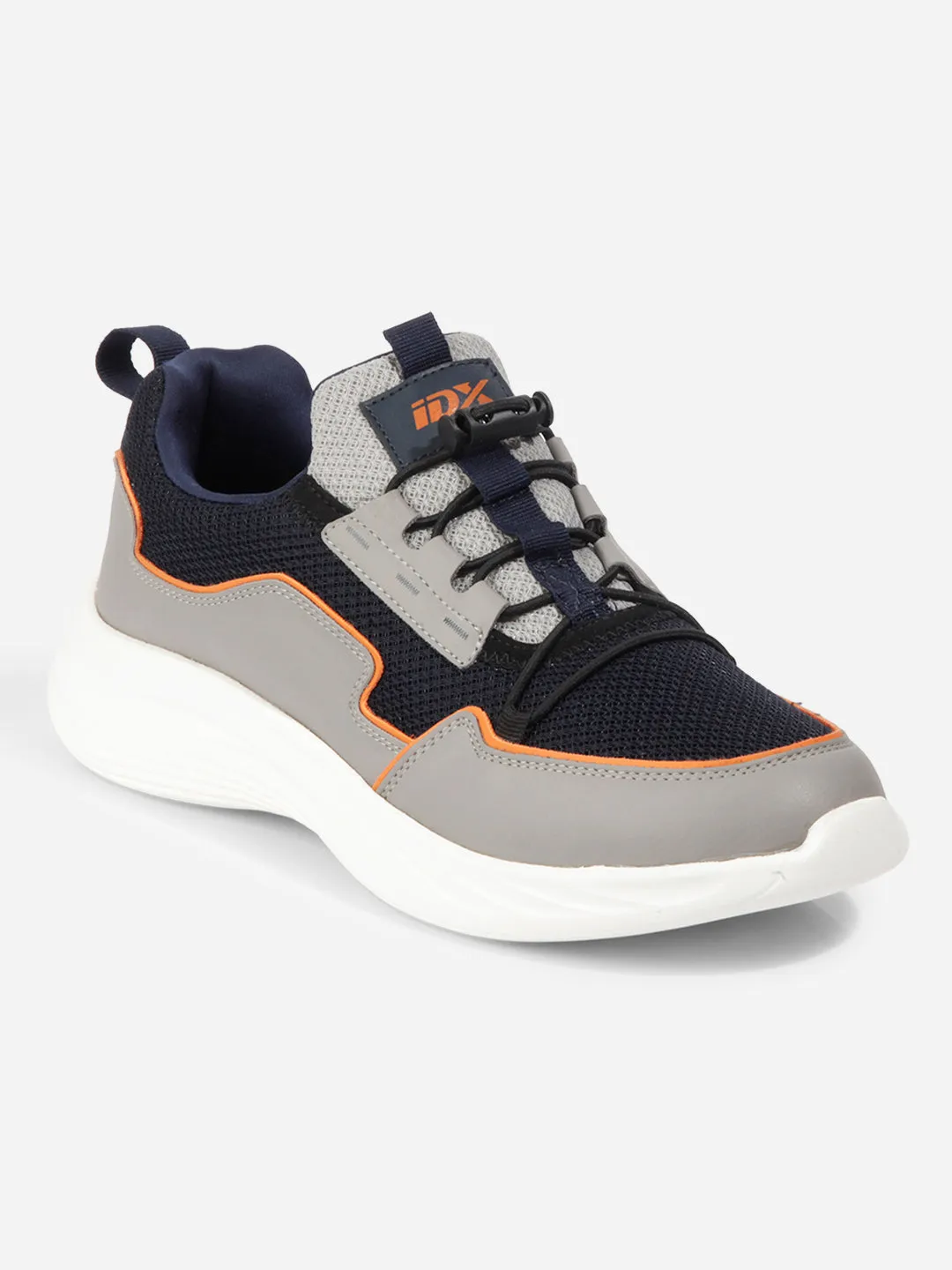 Men's Navy Grey Textured Mesh Sneakers IX7131 Durable Overlay