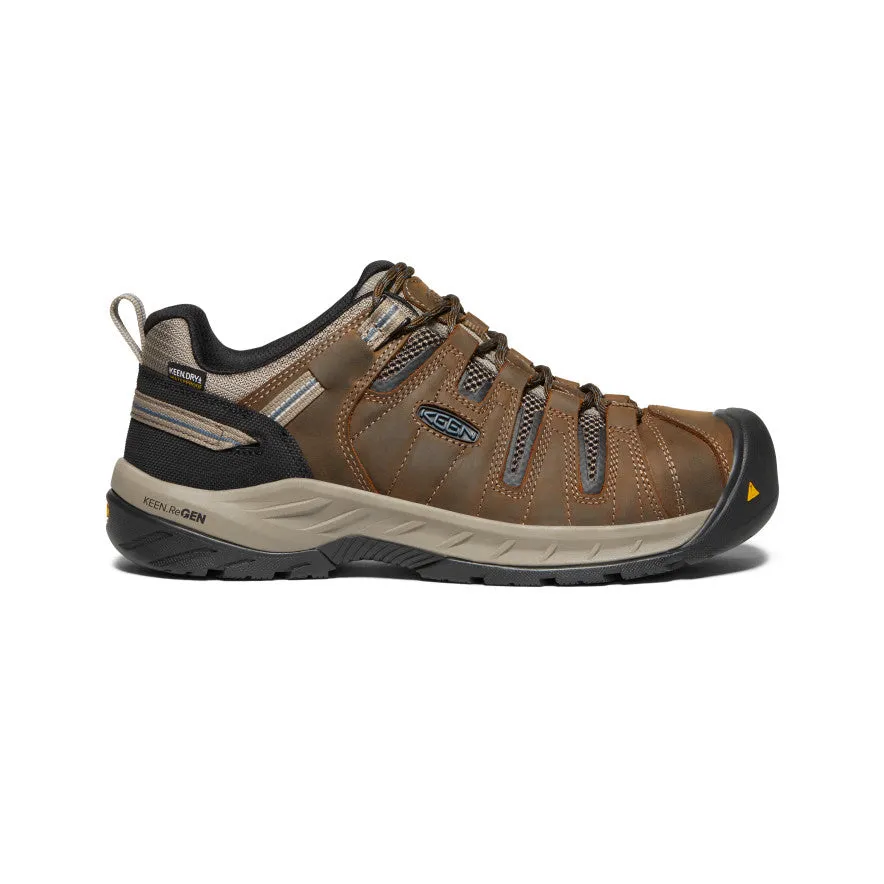 Faux Leather Casual Comfort Men's Flint II Waterproof (Steel Toe)  |  Cascade Brown/Orion Blue