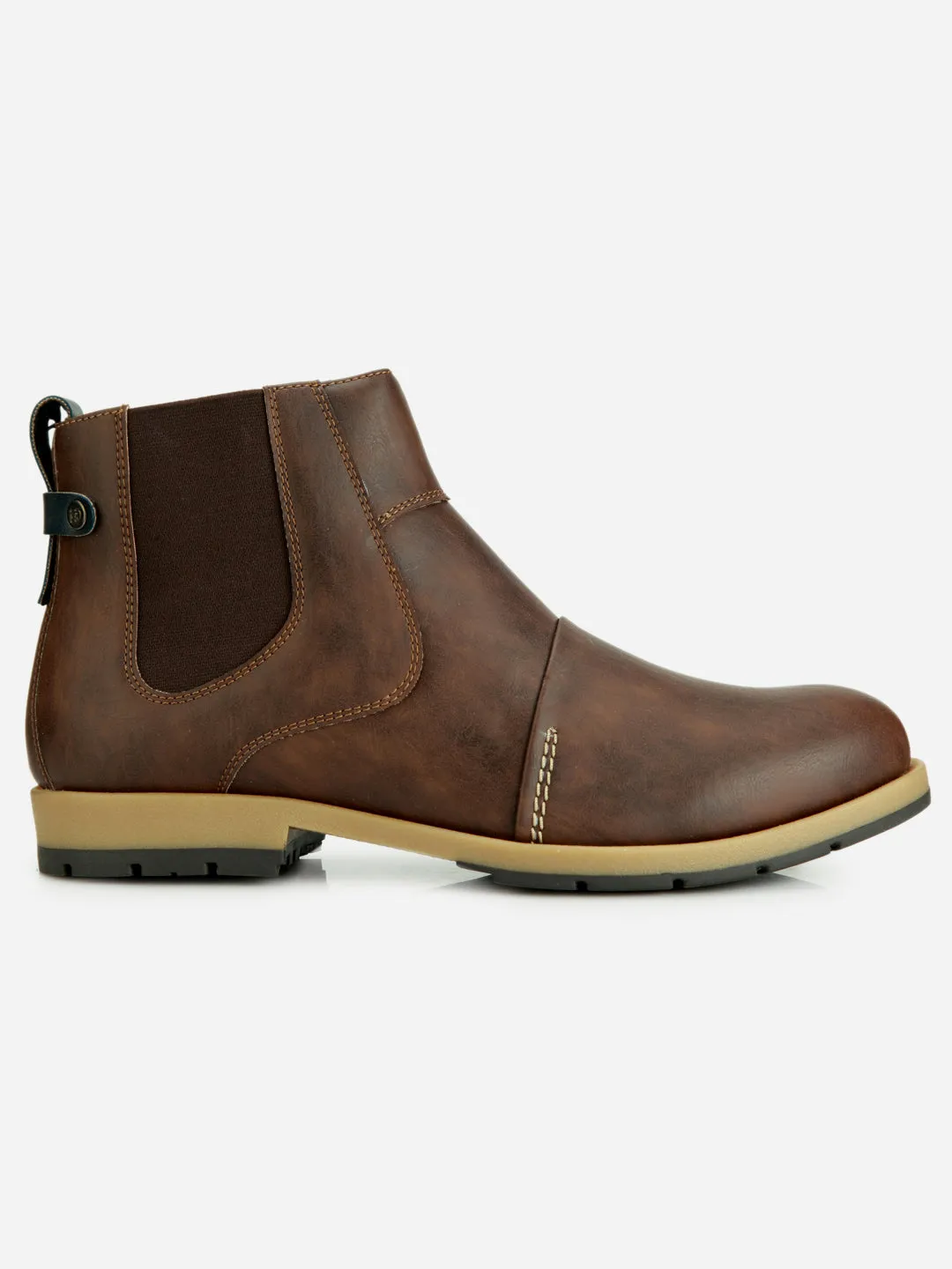 Surf Step Men's Brown Round Toe Slip on Ankle Boot (IX1039)