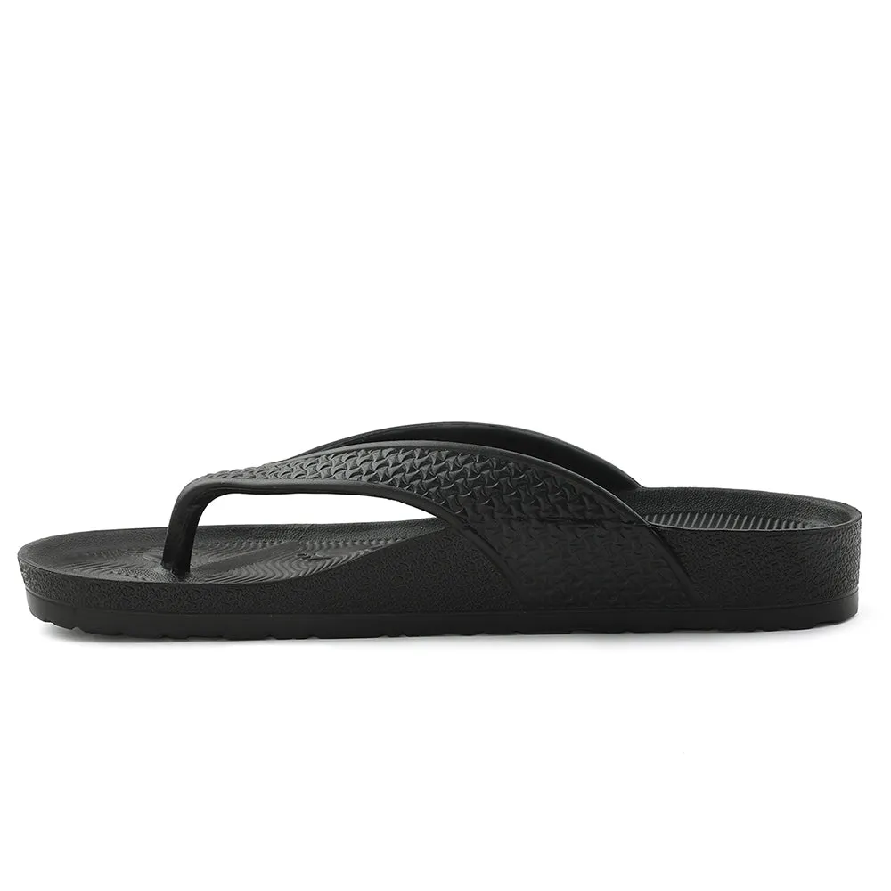 A-HA Black Casual Slipper For Men HAPPI-ME By Liberty Firm Ground