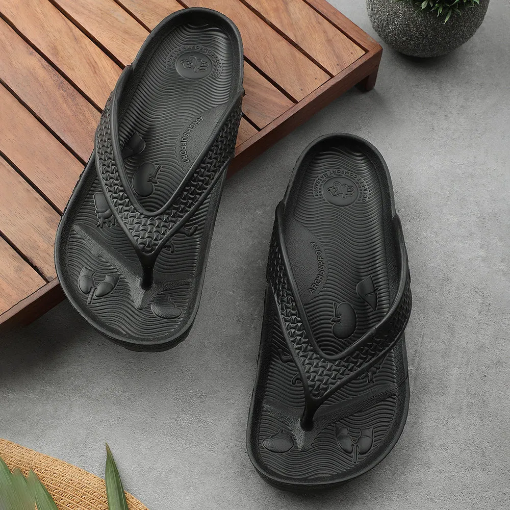 A-HA Black Casual Slipper For Men HAPPI-ME By Liberty Italian Fit Derby Style