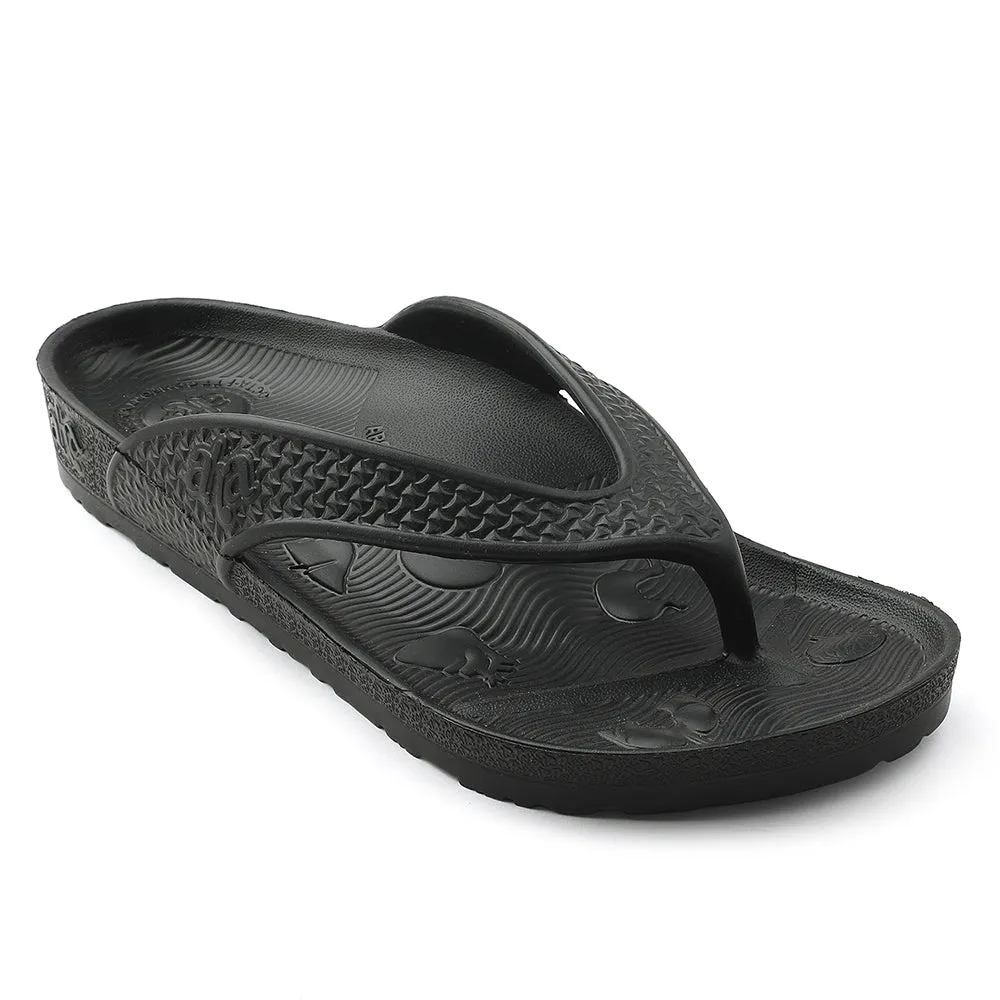 A-HA Black Casual Slipper For Men HAPPI-ME By Liberty simple design Taper Shape