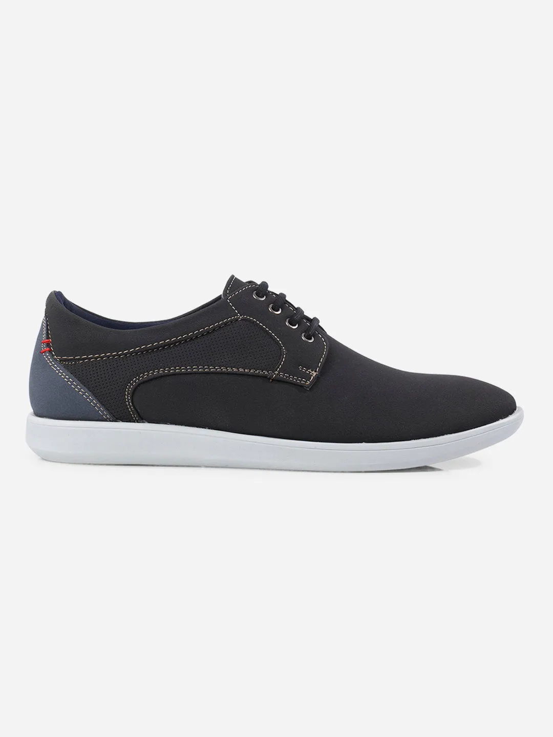 Padded Comfort Wellness Seekers Strap Mode Men's Black Suede Finish Casual Lace Up (IX2146)