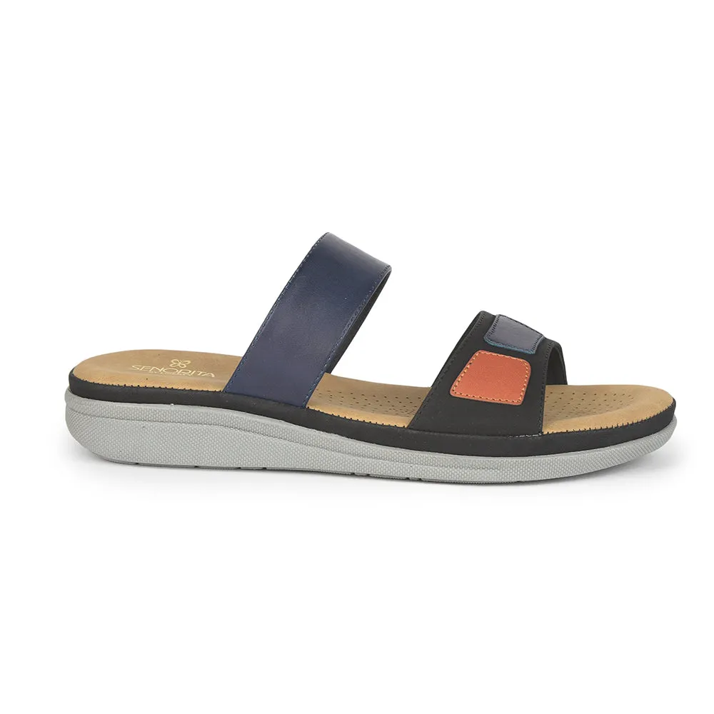 Dark Edge Strap Mode Senorita Casual (Navy Blue) Slippers For Women M17-12 By Liberty